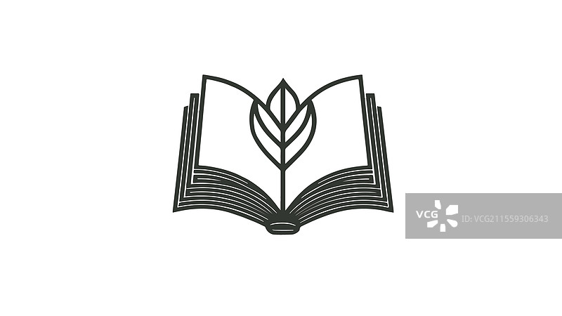 打开的书籍，叶子设计，叶子静静地躺在书页上图片素材