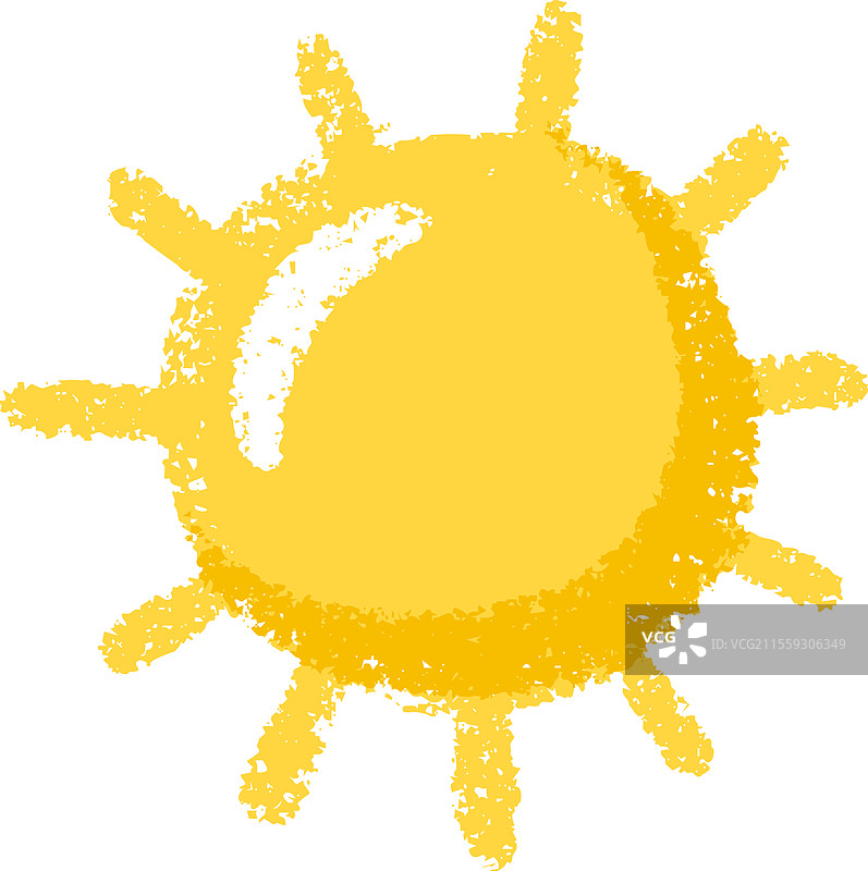手绘的太阳蜡笔粉笔画图片素材