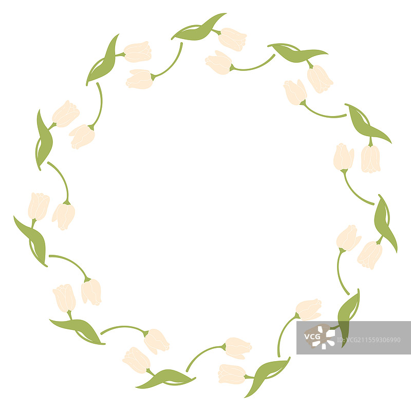 圆形框架与白色郁金香圆形边框卡片图片素材