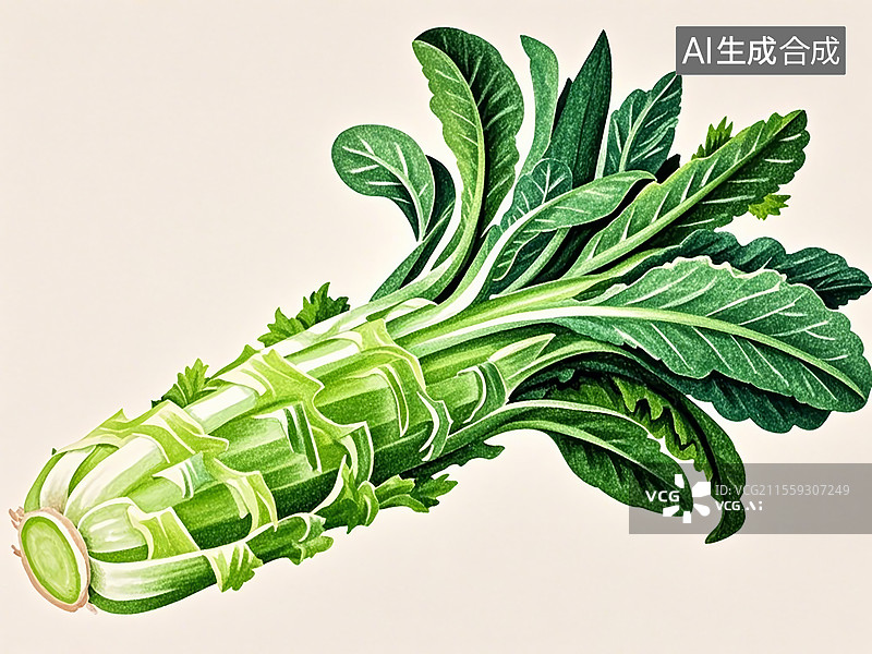 【AI数字艺术】莴笋蔬菜手绘插画图片素材