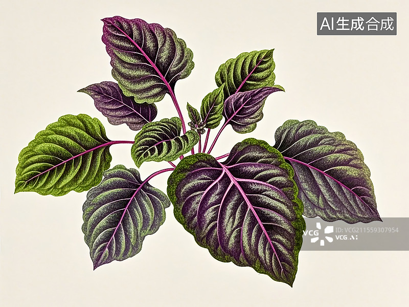 【AI数字艺术】苋菜蔬菜手绘插画图片素材