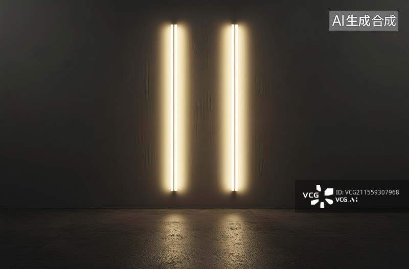 【AI数字艺术】灯光下的黑色房间图片素材
