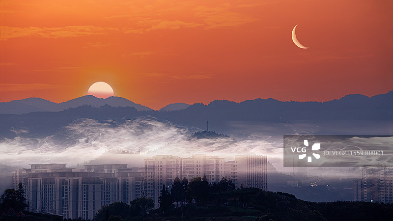 日月同辉图片素材