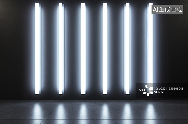 【AI数字艺术】灯光下的黑色房间图片素材