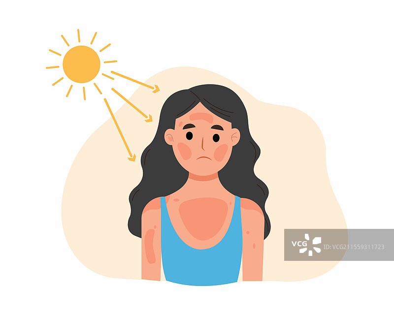 有害的紫外线使皮肤变红图片素材