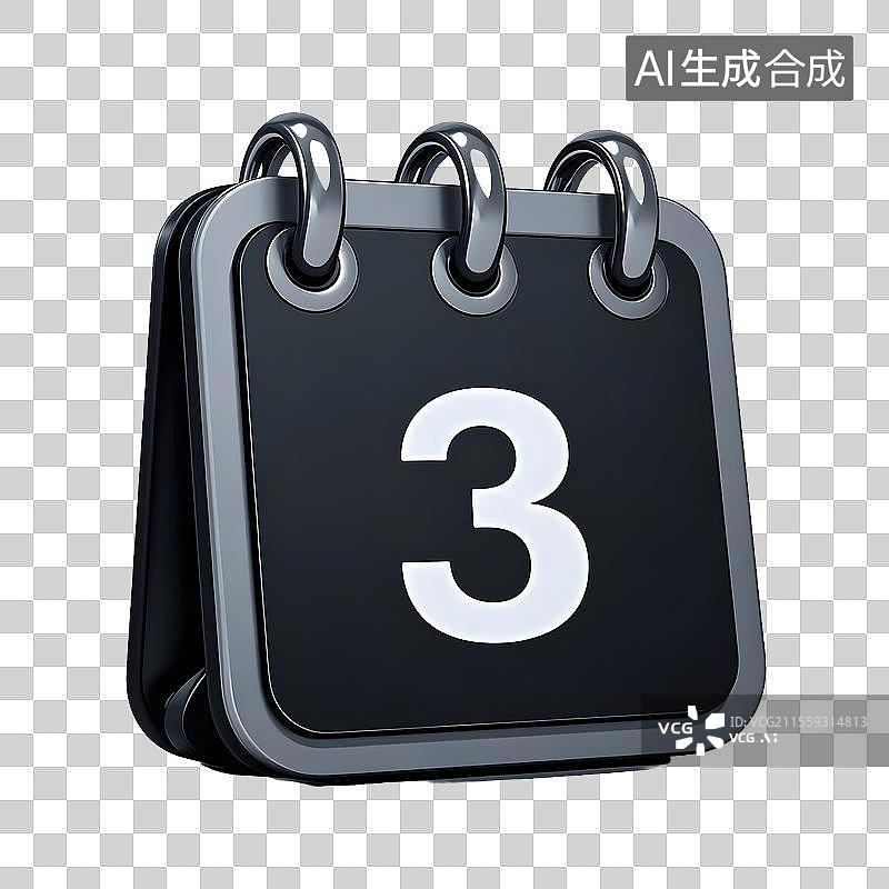 【AI数字艺术】3D渲染黑色日历图片素材