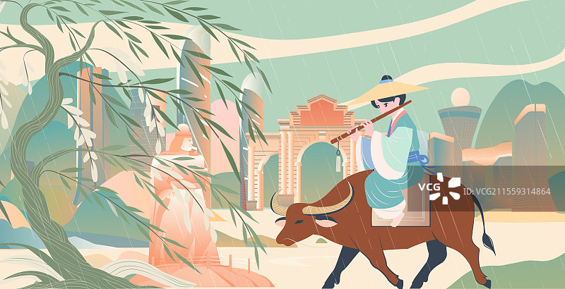 厦门二十四节气立春春分清明城市建筑插画图片素材