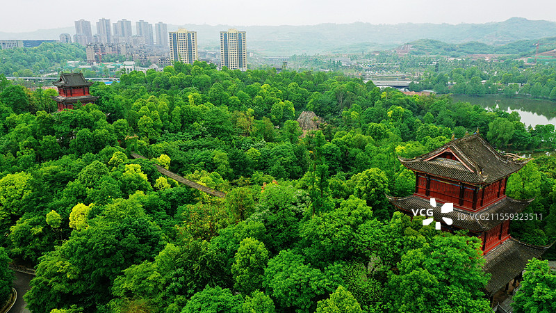 古韵新生的城市景观：重庆市璧山秀湖公园图片素材