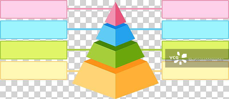 多彩分层方块的几何金字塔图片素材