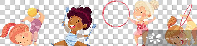 小女孩在做体操动作图片素材