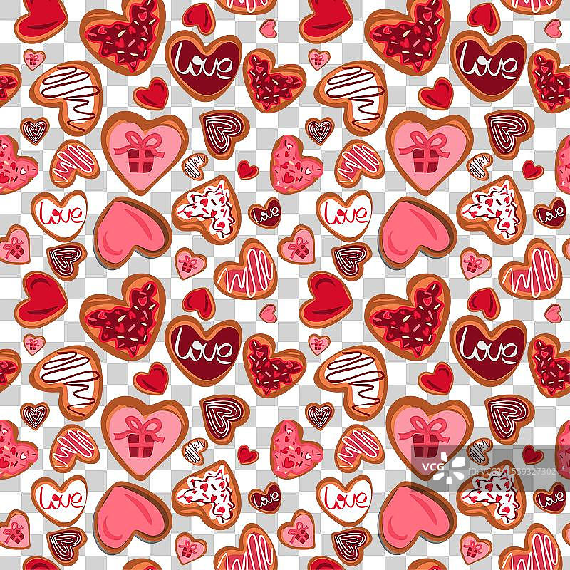 快乐情人节心形饼干无缝图案图片素材