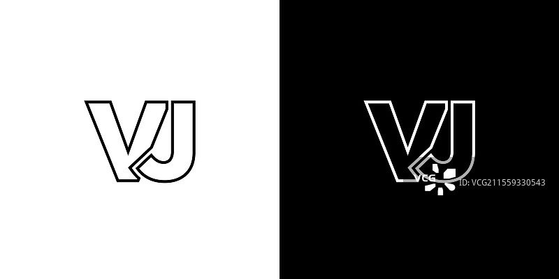 字母V和J的极简风格LOGO设计模板图片素材