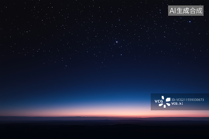 【AI数字艺术】星空下的地平线黎明图片素材
