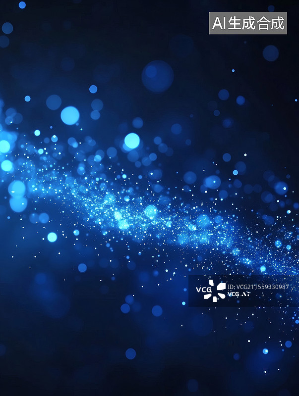 【AI数字艺术】蓝色星光闪烁的宇宙图片素材