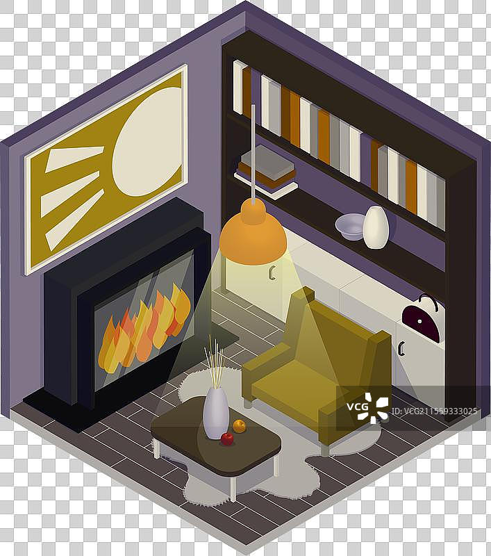 现代时尚的等距客厅图片素材