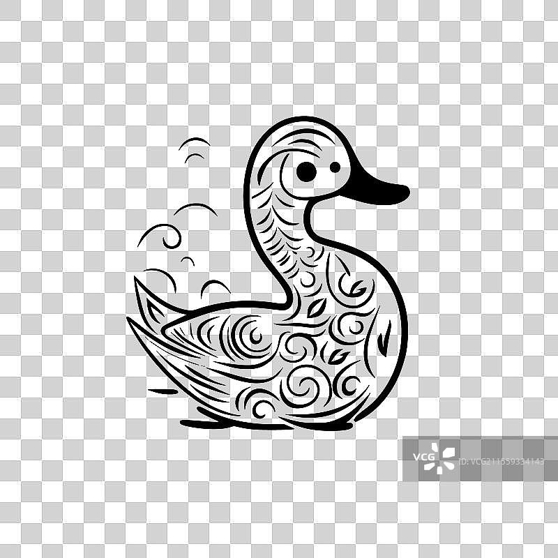 鸭子 - 极简和简单的轮廓图片素材