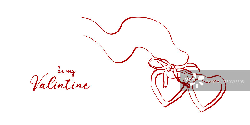 带有丝带蝴蝶结的调皮心形锁骨项链图片素材