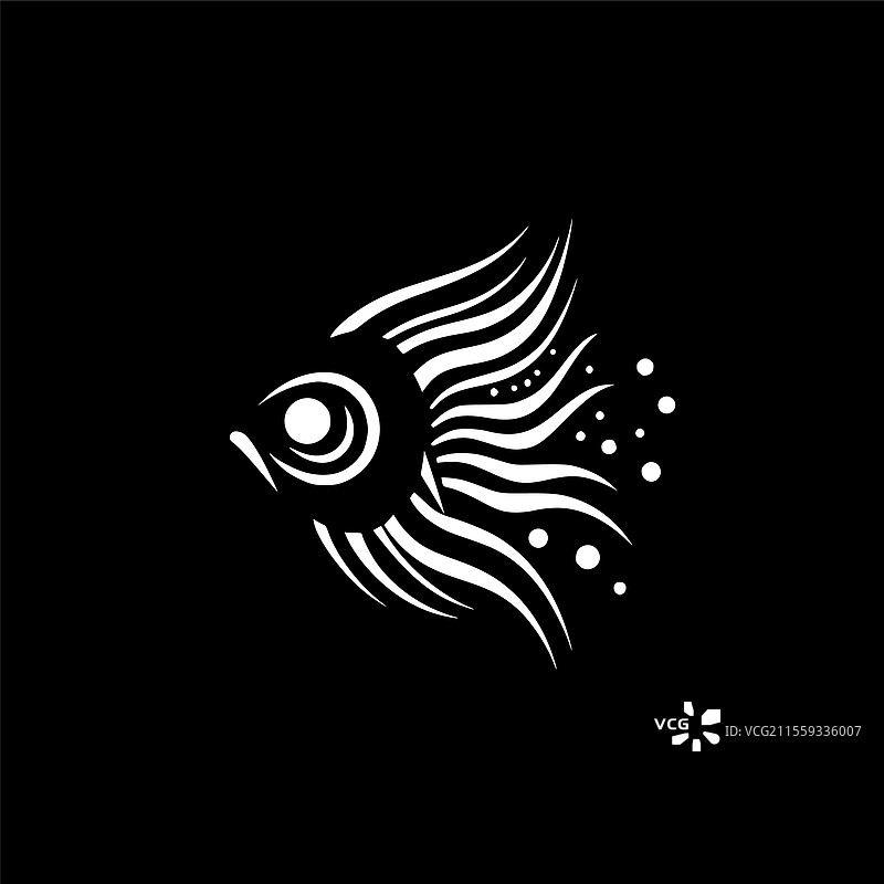 天使鱼 - 极简和简单的轮廓图片素材