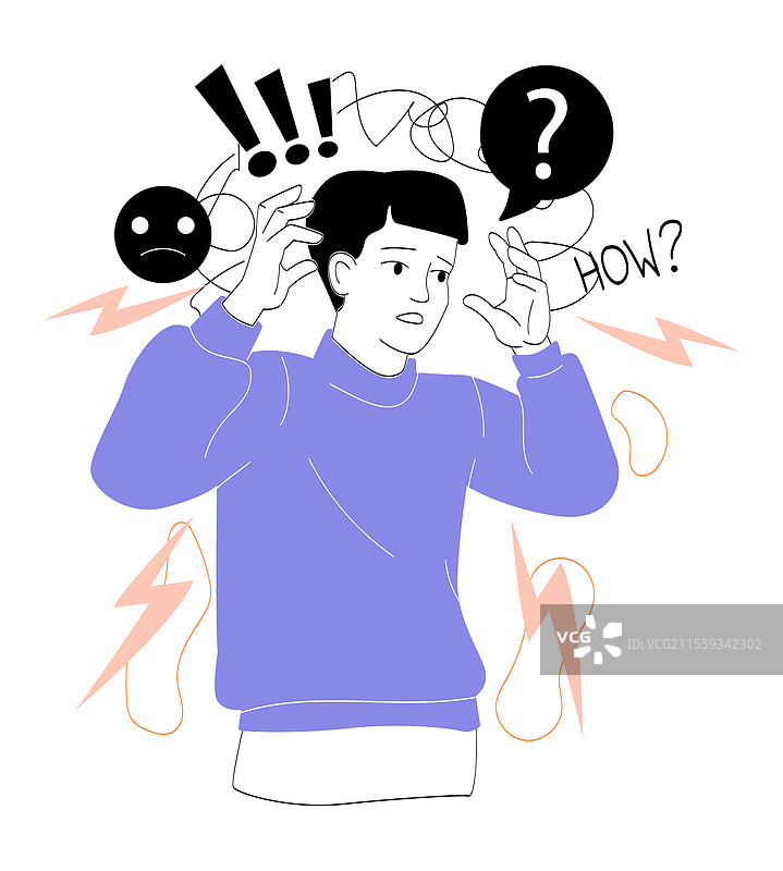 焦虑男孩的心理和精神概念图片素材