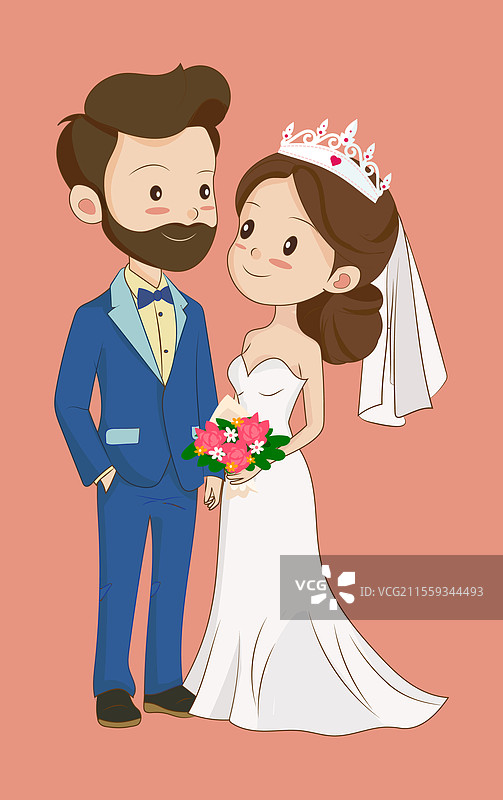 卡通风格的婚礼情侣图片素材