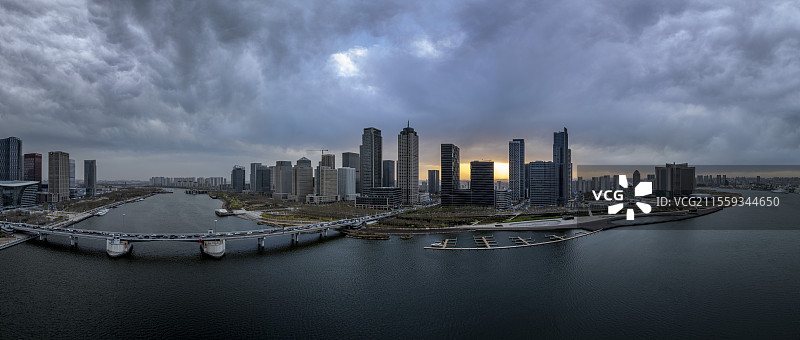 天津滨海新区于家堡响螺湾航拍图片素材