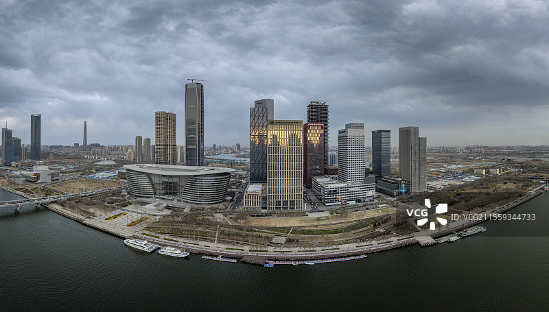 天津滨海新区于家堡响螺湾航拍图片素材