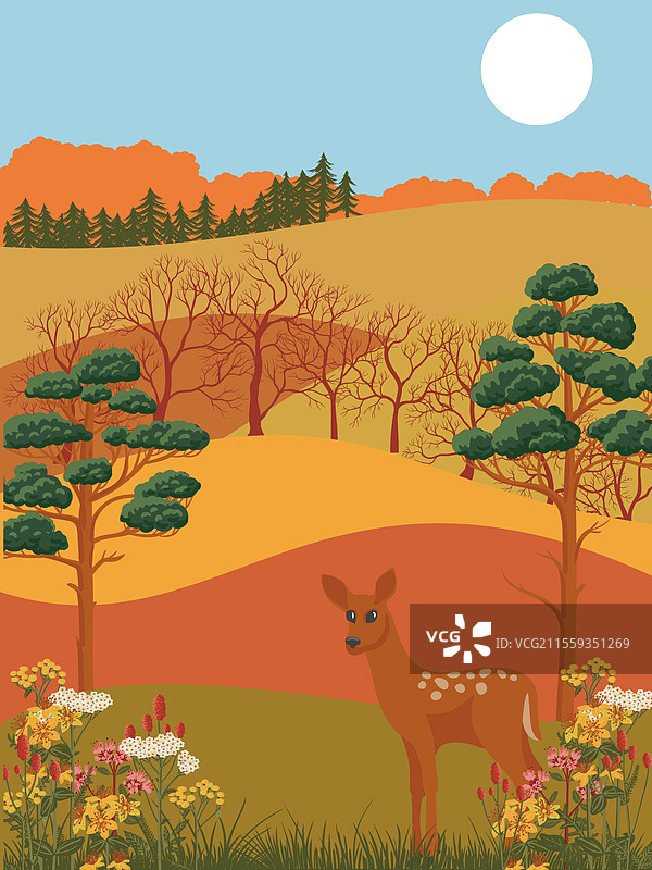 秋季风景画图片素材