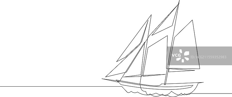 单线条画的帆船或游艇图片素材