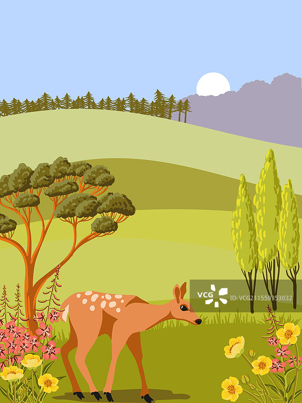 夏季风景画图片素材