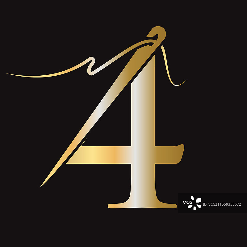 初始字母4的缝针标志设计图片素材