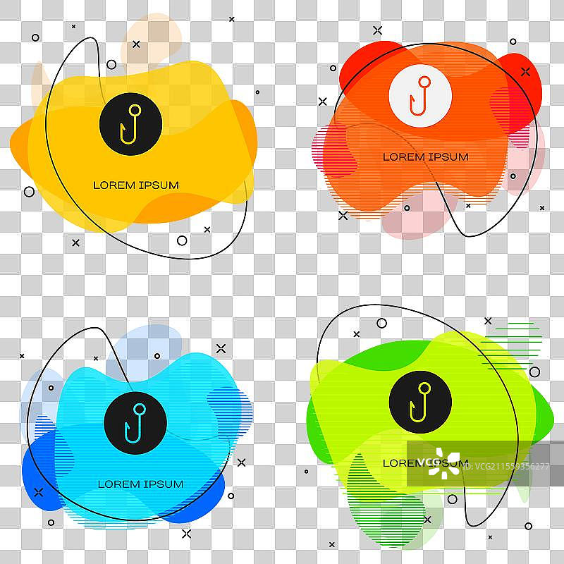 黑色钓鱼钩图标，背景为白色图片素材