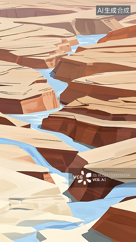 【AI数字艺术】极简风扁平化风景插画图片素材