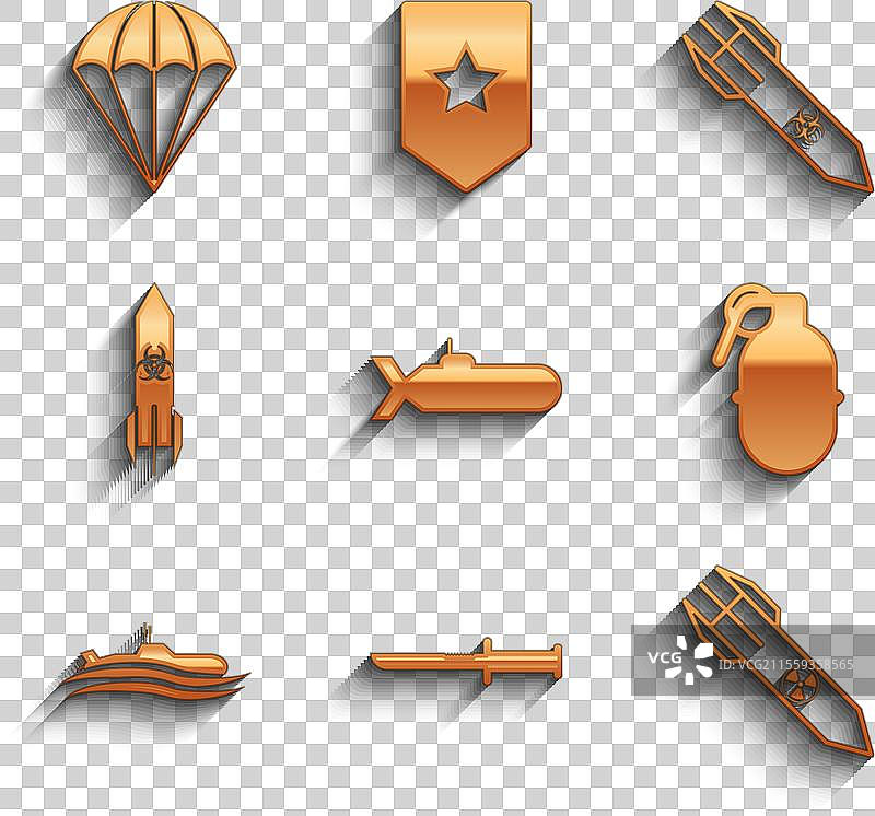 核潜艇军事刀与核火箭手套组合图片素材