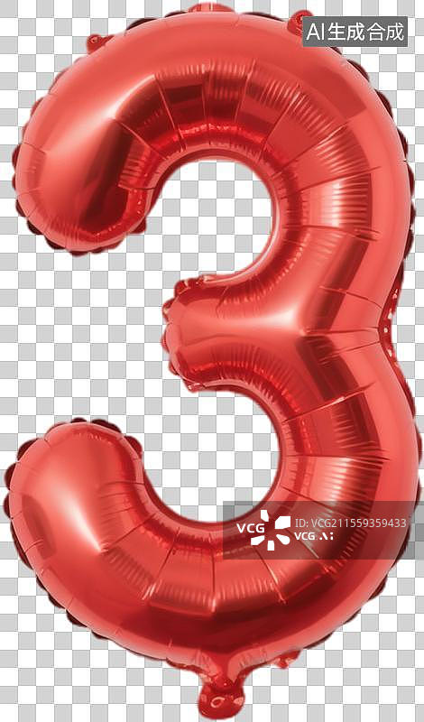 【AI数字艺术】红色铝箔气球数字图片素材