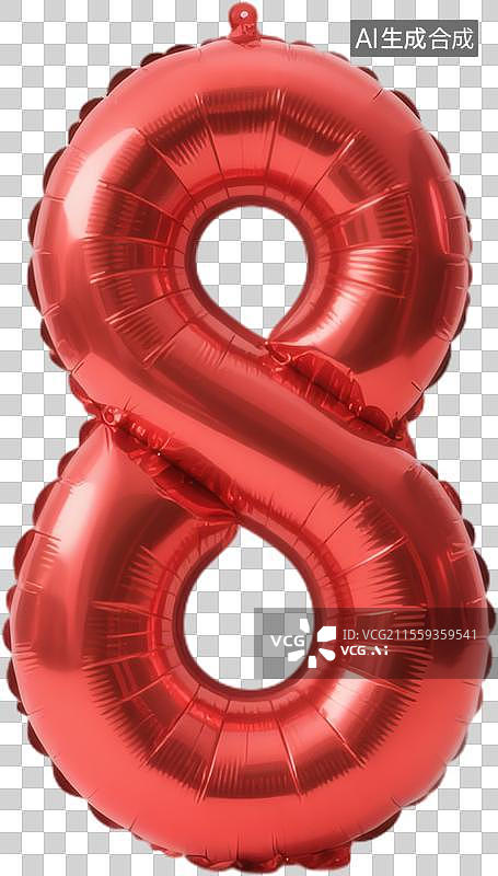 【AI数字艺术】红色铝箔气球数字图片素材