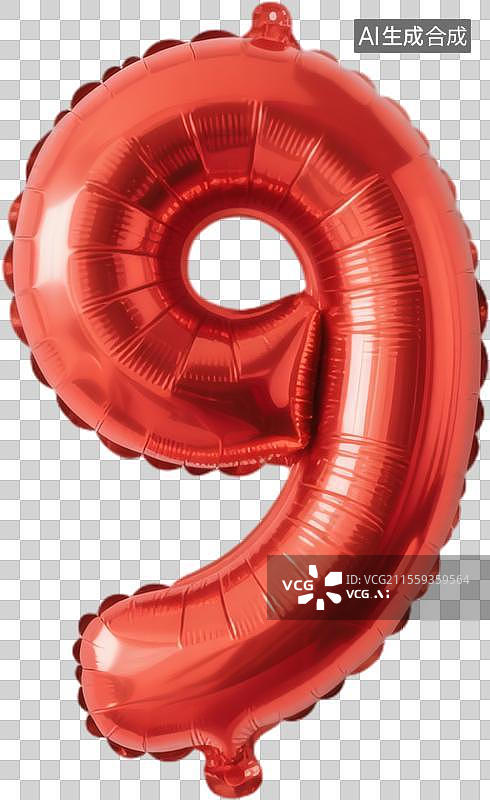 【AI数字艺术】红色铝箔气球数字图片素材