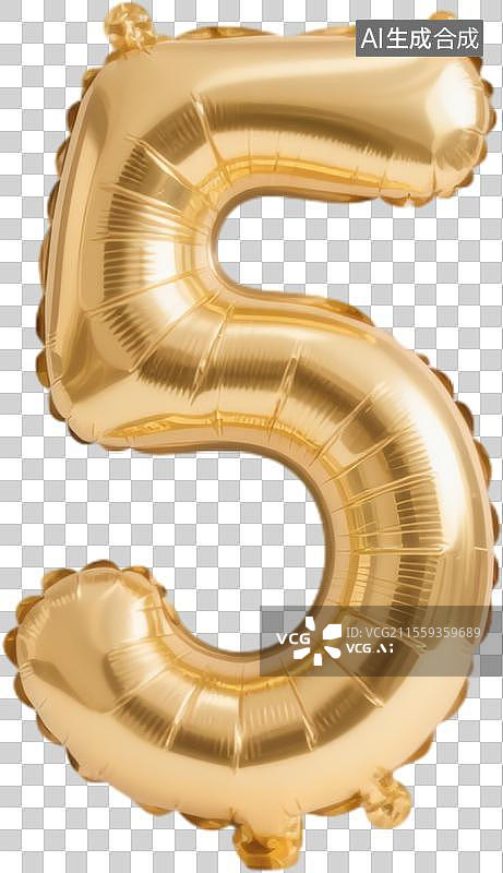 【AI数字艺术】金色铝箔气球数字图片素材