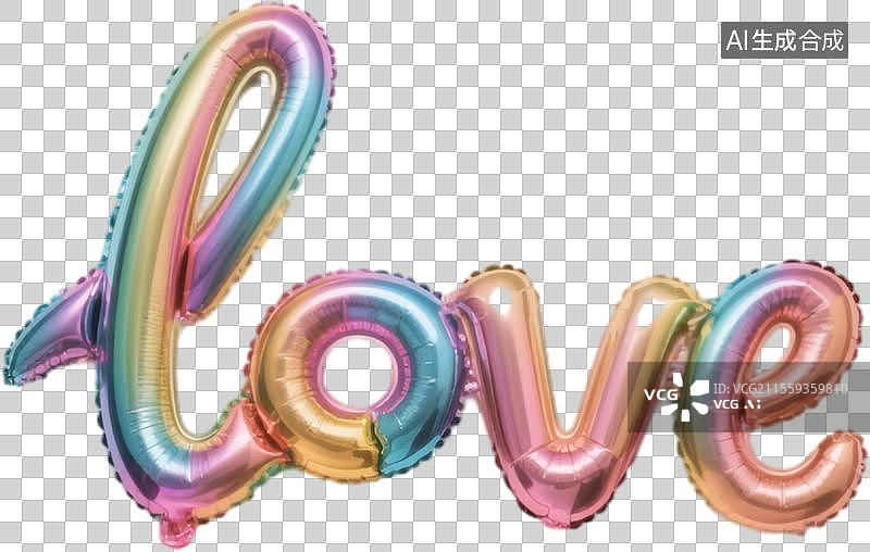 【AI数字艺术】彩虹铝箔气球love图片素材