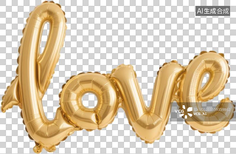 【AI数字艺术】金色铝箔气球love图片素材