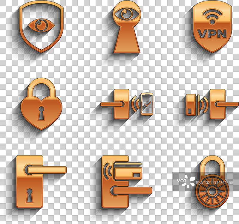 设置带无线保险箱的数字门锁图片素材