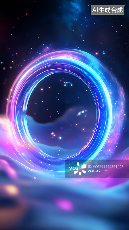 【AI数字艺术】宇宙星环之门图片素材
