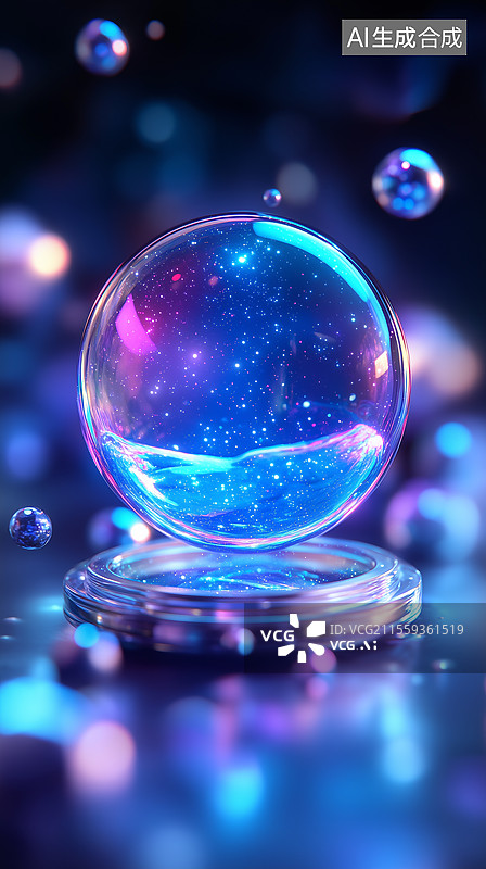 【AI数字艺术】梦幻星河琉璃球图片素材
