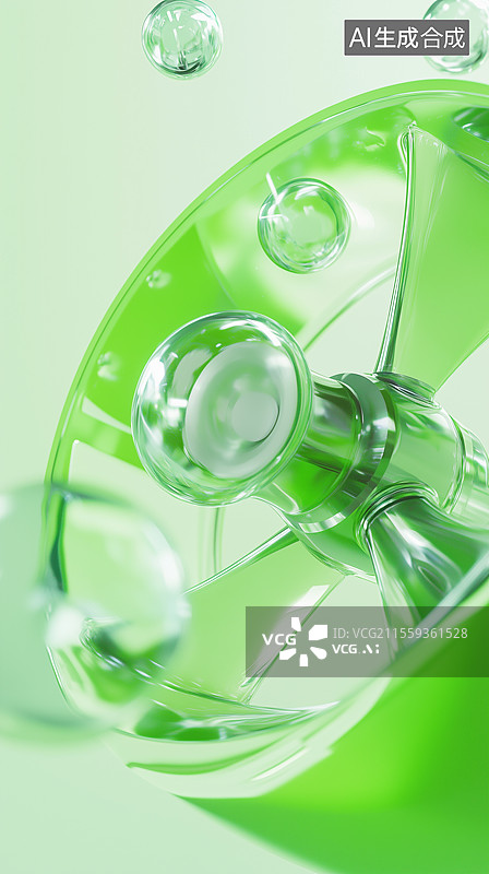 【AI数字艺术】绿色能量核心驱动图片素材