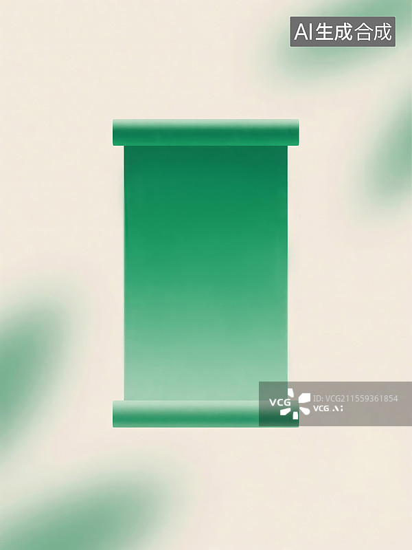 【AI数字艺术】清新简约绿色卷轴背景图图片素材
