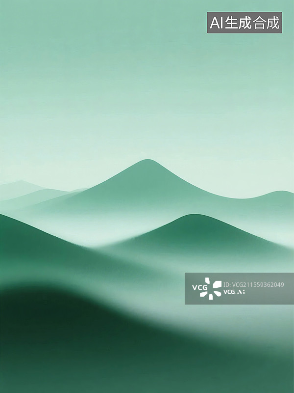 【AI数字艺术】朦胧绿意山峦背景图片素材
