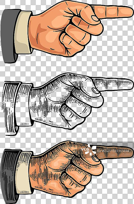 复古风格的指向手势图片素材