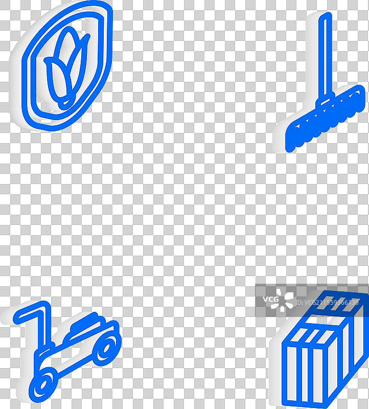 等距线条花园耙子盾牌玉米草坪图片素材