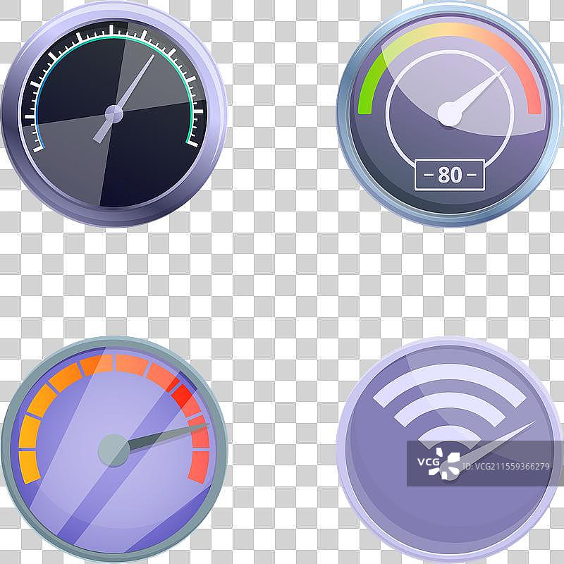 现代速度计图标集 卡通风格图片素材