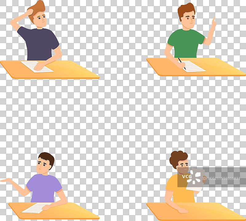 通过考试图标集 卡通年轻人图片素材