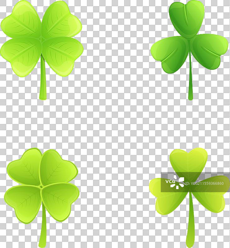 卡通绿色三叶草图标集图片素材